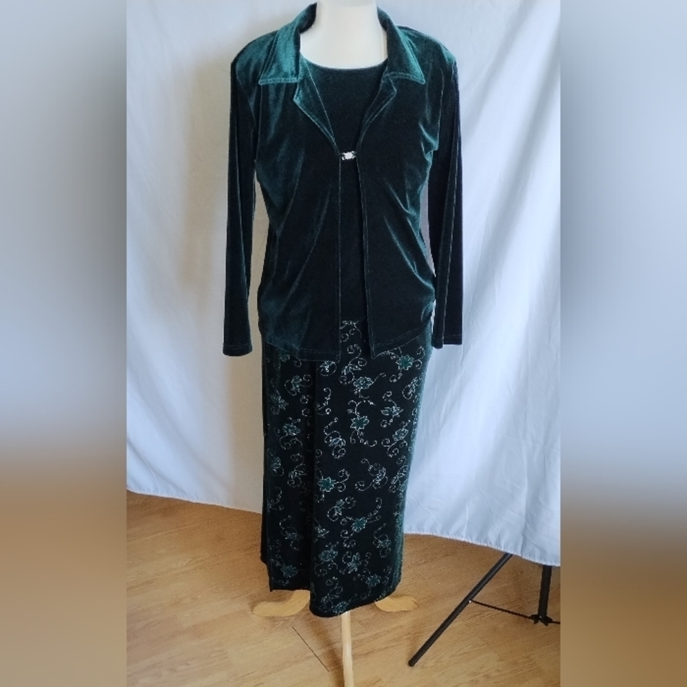 2 piece set  green velvet